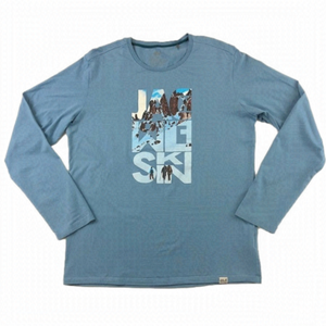 𝅺JACK Wolfskin steel blue graphic Men’s long sleeve tee Large